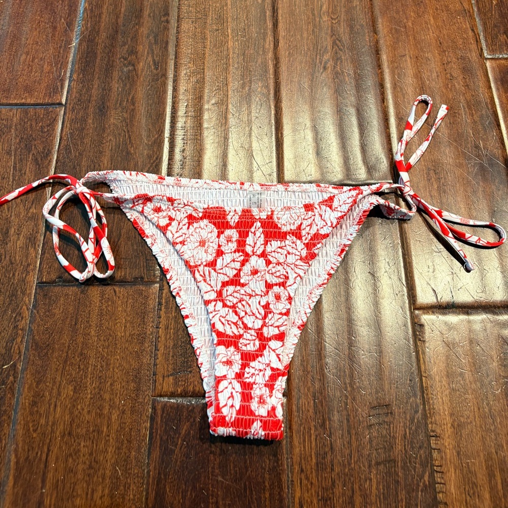 Floral Red Kids Bikini Bottom